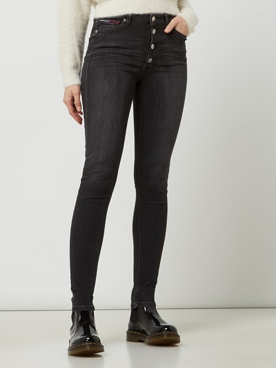 Tommy Jeans Super skinny fit high rise jeans met stretch, model 'Sylvia' Antraciet - 4