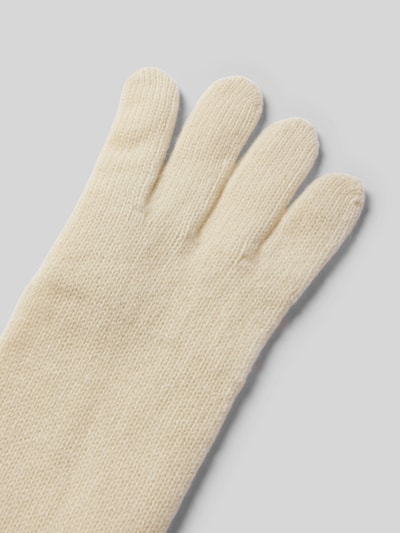 Produktfoto, Handschuhe aus reinem Kaschmir von FRAAS, cremefarbener Strick mit gerippten Abschlüssen und Label-Detail, weiche Textur
