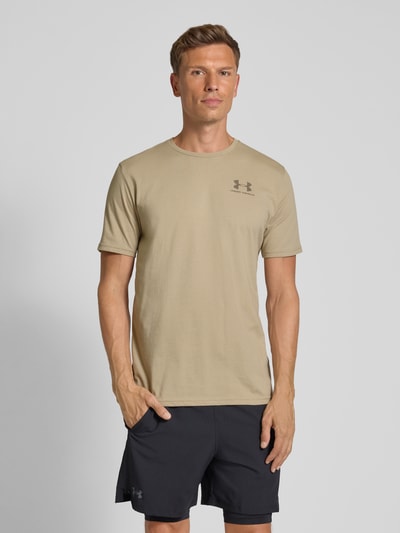 Under Armour T-shirt z nadrukiem z logo Khaki 4