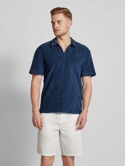 Jack & Jones Premium Poloshirt van badstof, model 'TERRY' Marineblauw - 4