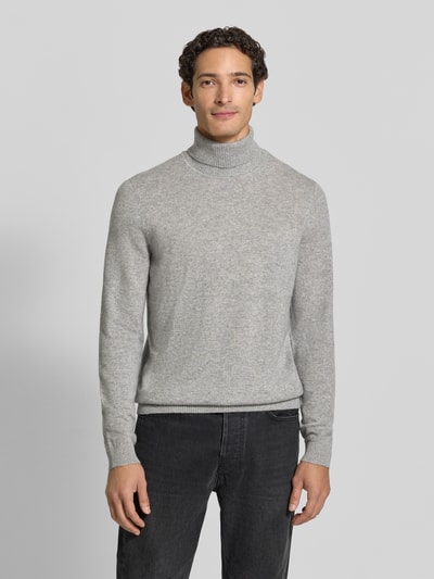 Christian Berg Men Regular Fit Strickpullover aus reinem Kaschmir mit Rollkragen Mittelgrau Melange 4