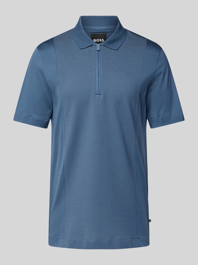 BOSS Slim fit poloshirt met ritssluiting Blauw - 2