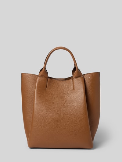Produktfoto, Handtasche mit Logo-Applikation von Abro in Braun mit Strukturmuster, Magnetverschluss, Schulterriemen und herausnehmbarer Innentasche