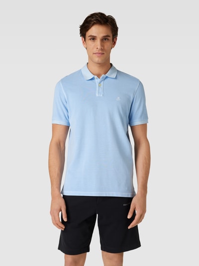Marc O'Polo Poloshirt met labelstitching Lichtblauw - 4