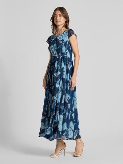 MORE & MORE Maxikleid mit Schlüsselloch-Ausschnitt und Bindegürtel Marine 1