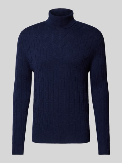 Christian Berg Men Strickpullover mit Strukturmuster Marine 2