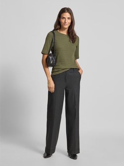 s.Oliver BLACK LABEL Regular fit T-shirt van katoenmix  Kaki - 1