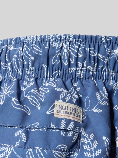 Produktfoto, Badehose im Allover-Look von MCNEAL für Herren in Blau mit weißen Mustern, Elastischer Bund und Tunnelzug, Textilstruktur