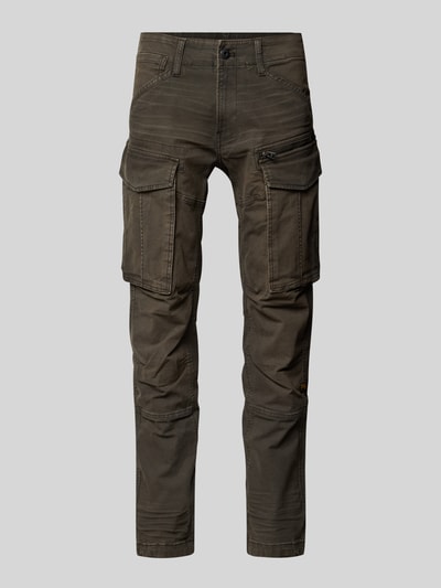 Productfoto, Regular Tapered cargobroek uit katoenmix Model 'Rovic' van g-star in effen kleur, logo-opschrift, riemlussen, knoop- en ritssluiting, cargozakken, steekzakken, achterzakken, ritszak, materiaalverwerking: popeline, materiaal: katoenmix