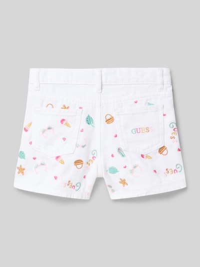 Productfoto, korte jeans 'Jeansshorts mit Stitchings' van guess uit puur katoen, regular fit, all-over look en kleurrijke stitchings, kindercollectie