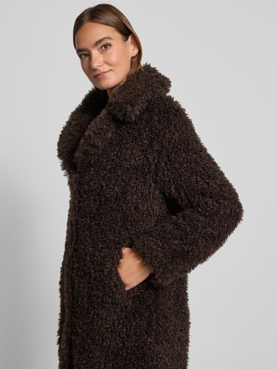 Rich & Royal Mantel aus Teddyfell mit Reverskragen Dunkelbraun 3