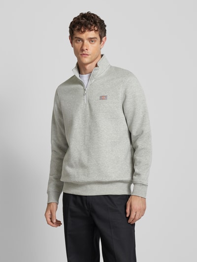 Dickies Sweatshirt met labelpatch, model 'OAKPORT QUARTER' Lichtgrijs gemêleerd - 4