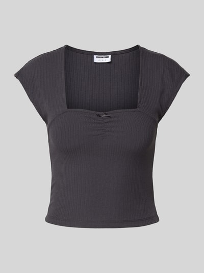 Noisy May T-Shirt mit Square-Neck-Ausschnitt Modell 'SELENA' Anthrazit 2