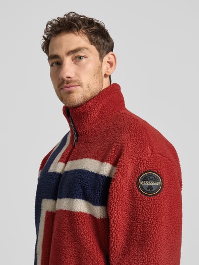 Napapijri Regular Fit Fleecejacke mit Stehkragen Modell 'T-FIEMME' Rot 3