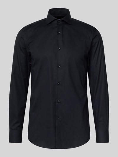 BOSS Koszula biznesowa o kroju slim fit z bawełny z kołnierzykiem typu kent model ‘HANK’ Czarny 2