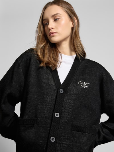 Carhartt Work In Progress Cardigan mit Label-Stitching Modell 'Harttbreaker' Black 3