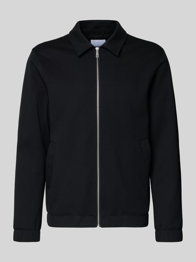 Produktfoto, Jacke mit Umlegekragen und Reißverschluss von Lindbergh, schwarzer Material-Mix mit Viskose-Anteil, Regular-Fit, schlichte Struktur