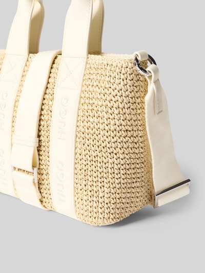 Produktfoto, Henkeltasche aus Papier Modell 'BECKY ST_MINI TOTE' von HUGO, kremowa bast-Optik, jednolita faktura, zamek błyskawiczny, pasek do noszenia