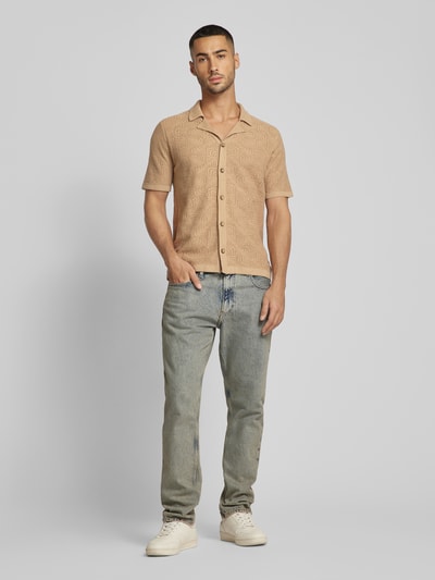 ONLY & SONS Regular Fit Freizeithemd mit Strukturmuster Modell 'DENVER LIFE' Beige 1