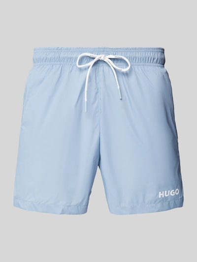 HUGO Relaxed Fit Badeshorts mit Label-Print Modell 'HAITI' Hellblau 1