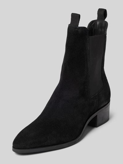 Produktfoto, schwarze Stiefeletten aus echtem Rindsleder Modell 'St Broomly' von GANT, glatte Textur, kantige Form, Damen Stiefeletten von GANT