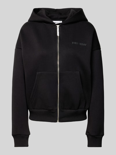 Review Oversized sweatjack met labelprint Zwart - 2