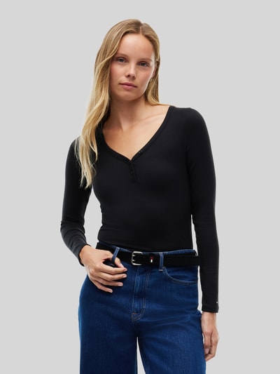 Tommy Jeans Bluzka z długim rękawem z dekoltem henley Czarny 4