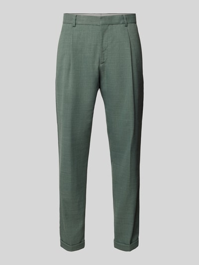 Strellson Tapered fit pantalon met bandplooien, model 'Luis' Grasgroen - 2