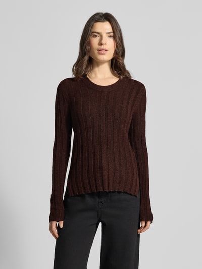 OPUS Slim Fit Strickpullover mit Woll-Anteil Modell 'Polmi' Dunkelbraun 4