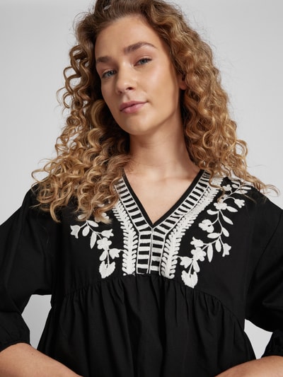 Vero Moda Tunikakleid mit Stitching und V-Ausschnitt Modell 'VACATION' Black 3