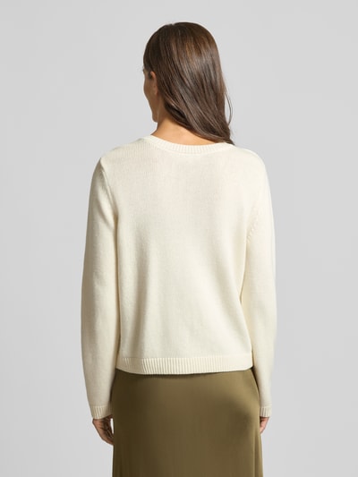 Milano Italy Kurtka z dzianiny o kroju regular fit z dodatkiem wiskozy i kaszmiru Złamany biały 5