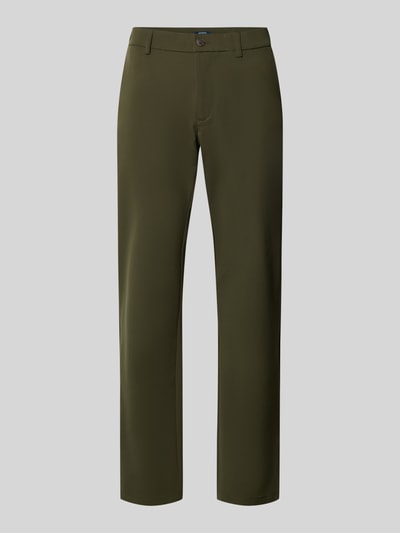 Productfoto, Tapered Fit Hose met gesäßzakken van MCNEAL in olijfgroen, steekzakken, knoop- en ritssluiting, bandwijdte maat M 45 cm, binnenbeenlengte 80 cm.
