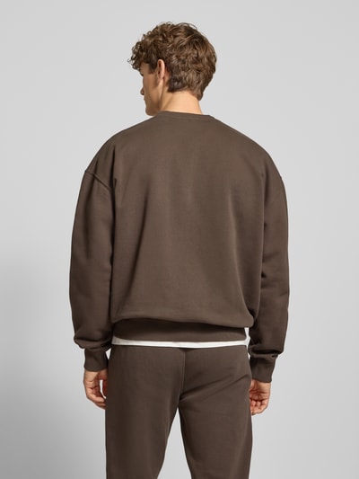 Pegador Oversized Sweatshirt mit Label-Stitching Dunkelbraun 5