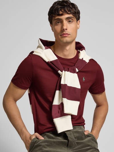 Polo Ralph Lauren Custom slim fit T-shirt met labelstitching Bordeaux - 3