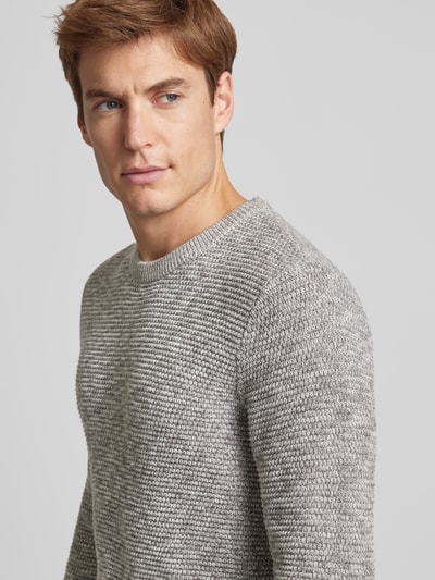 SELECTED HOMME Gebreide pullover met ronde hals, model 'NEWVINCEBUBBL' Zand - 3