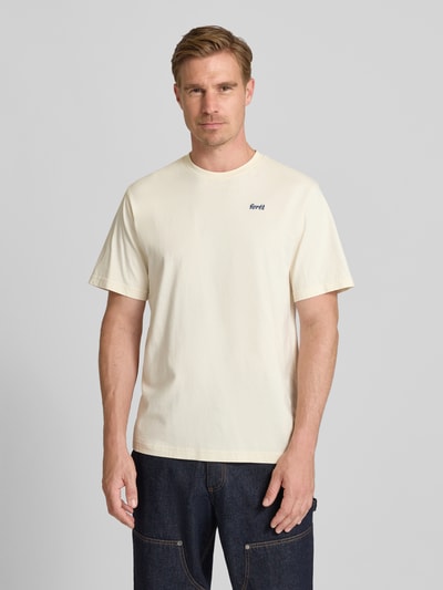 Forét T-Shirt aus Escorial Wolle mit Logo-Stitching Modell 'FIN' Offwhite 4