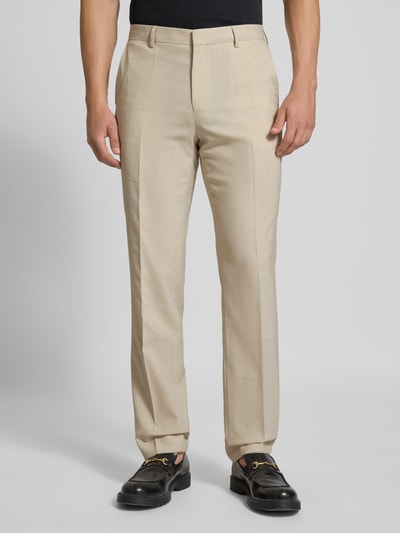 BOSS Slim Fit Anzughose aus Schurwoll-Mix mit Leinen-Anteil Modell 'Leon' Offwhite 4