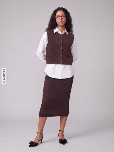 OPUS PANTS Regular Fit Strickweste mit Woll-Anteil Modell 'Porah' Dunkelbraun 3