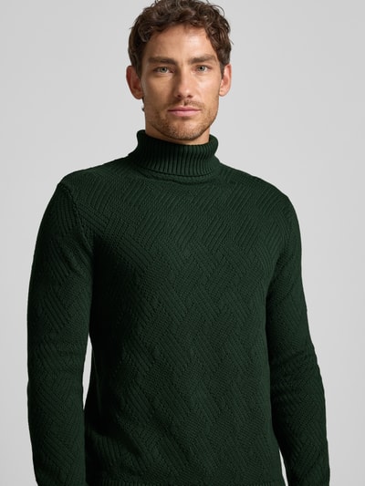 SELECTED HOMME Regular Fit Rollkragenpullover aus reiner Baumwolle Modell 'TREVOR' Dunkelgruen 3