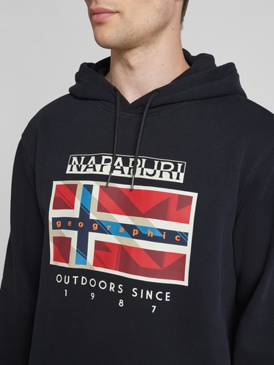 Napapijri Hoodie met labelprint, model 'BIG FLAG' Zwart - 3