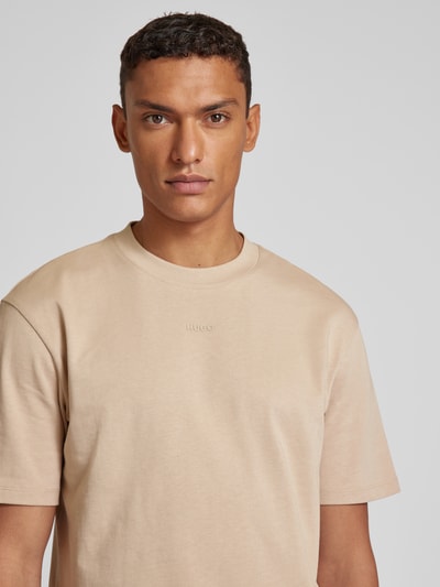 HUGO T-shirt met logodetail, model 'Dapolino' Beige - 3