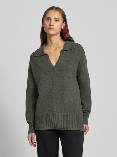 Pieces Regular fit gebreide pullover met wol, model 'MALOU' Donkergrijs gemêleerd - 4