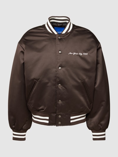 Jack & Jones Bomberjack met labelstitching, model 'BAXTER' Donkerbruin - 2