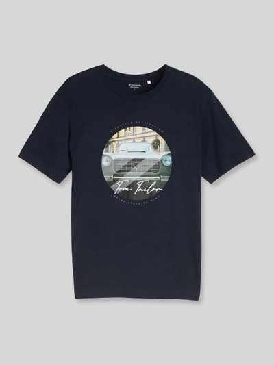 Tom Tailor Regular Fit T-Shirt aus reiner Baumwolle Marine 2