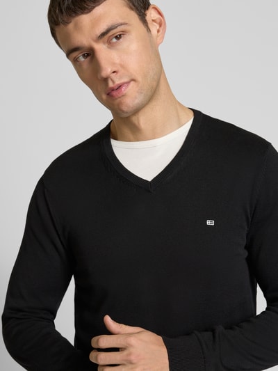 Christian Berg Men Strickpullover mit Label-Stitching Black 3