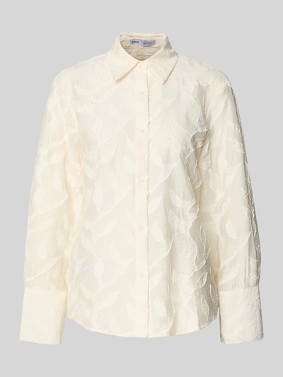 Produktfoto, Bluse aus Viskose-Mix mit Strukturmuster Modell 'CRUZ' von Mango, Regular-Fit, Hemdblusenkragen, Knopfleiste, cremefarben