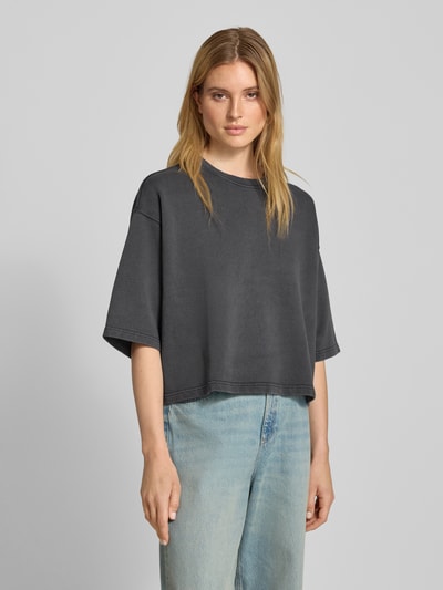 Jake*s Casual Oversized Sweatshirt mit gerippten Abschlüssen Dunkelgrau 4