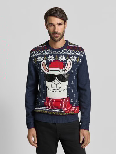 Montego Sweter z dzianiny z prążkowanymi wykończeniami Granatowy 4