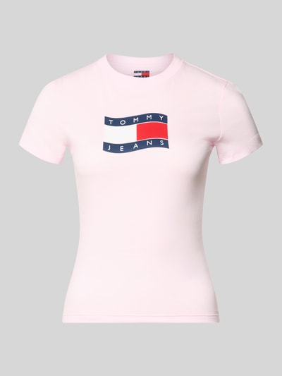 Tommy Jeans Slim Fit T-Shirt aus reiner Baumwolle Pink 2
