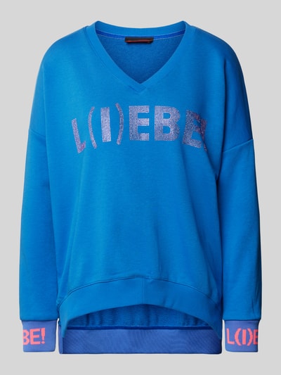 miss goodlife Sweatshirt mit V-Ausschnitt Modell 'L(I)EBE!' Marine 2